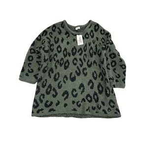GiGio Plus Olive Green Black Leopard Print Cozy Chenille Sweater 2XL NEW